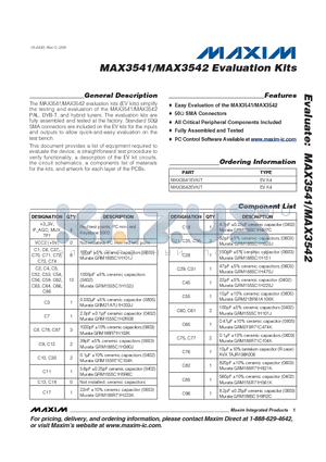 MAX3542EVKIT datasheet - Evaluation Kits