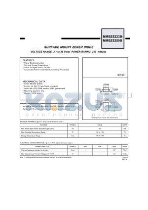 MMBZ5241B datasheet - SURFACE MOUNT ZENER DIODE VOLTAGE RANGE 2.7 to 39 Volts POWER RATING 350 mWatts