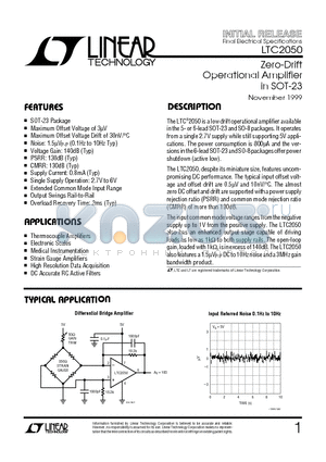 LTC2050IS8 datasheet - Zero-Drift Operational Amplifier in SOT-23