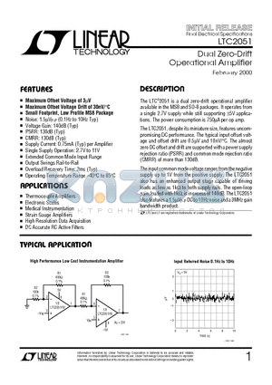 LTC2051CS8 datasheet - Dual Zero-Drift Operational Amplifier