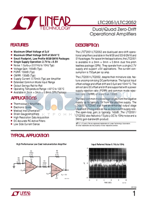 LTC2051HVCMS10 datasheet - Dual/Quad Zero-Drift Operational Amplifiers