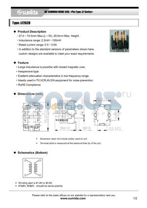 LF2628NP-623 datasheet - AC COMMON MODE COIL