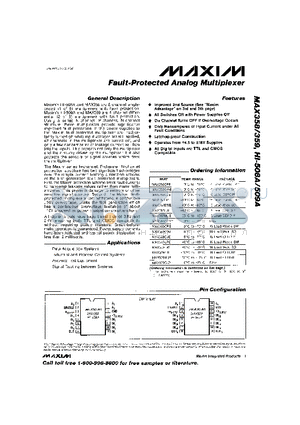 MAX358EJE datasheet - Fault-Protected Analog Multiplexer