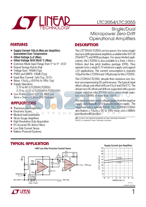 LTC2054HVIS5 datasheet - Single/Dual Micropower Zero-Drift Operational Amplifiers