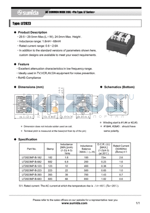 LF2823NP-B-223 datasheet - AC COMMON MODE COIL <Pin Type: LF Series>