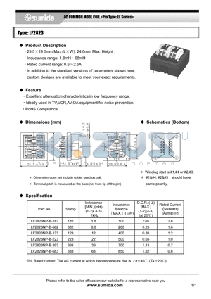 LF2823NP-B-683 datasheet - AC COMMON MODE COIL <Pin Type: LF Series>