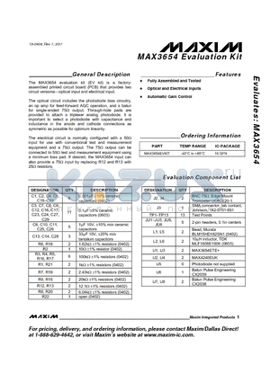 MAX3654 datasheet - Evaluation Kit