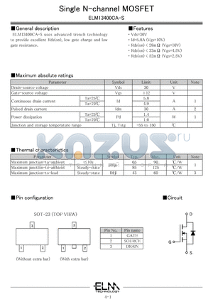 ELM13400CA-S datasheet - Single N-channel MOSFET