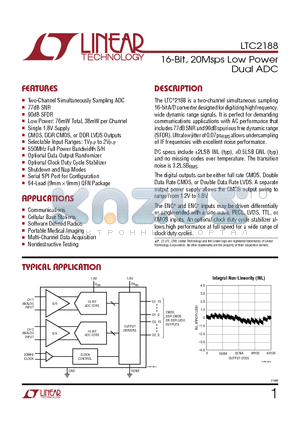 LTC2206 datasheet - 16-Bit, 20Msps Low Power Dual ADC