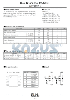 ELM14806AA-N datasheet - Dual N-channel MOSFET
