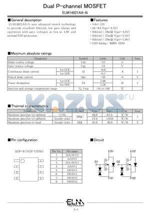 ELM14821AA-N datasheet - Dual P-channel MOSFET