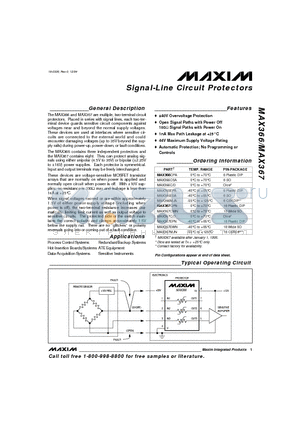 MAX367CWN datasheet - Signal-Line Circuit Protectors