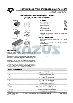 ILD55-X007 datasheet - Optocoupler, Photodarlington Output
