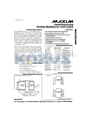 MAX368EPN datasheet - Fault-Protected Analog Multiplexer with Latch