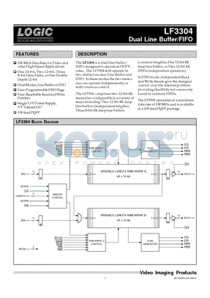 LF3304QC15 datasheet - Dual Line Buffer/FIFO