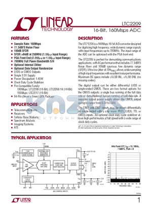 LTC2209IUP datasheet - 16-Bit, 160Msps ADC