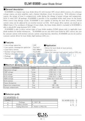 ELM185BB datasheet - Lase Diode Driver