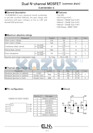 ELM18810BA-S datasheet - Dual N-channel MOSFET