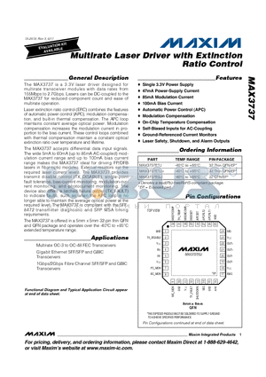 MAX3737_11 datasheet - Multirate Laser Driver with Extinction Ratio Control 100mA Bias Current