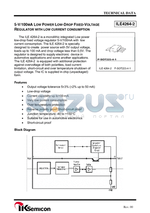 ILE4264-2 datasheet - 5-V/100MA LOW POWER LOW-DROP FIXED-VOLTAGE REGULATOR WITH LOW CURRENT CONSUMPTION