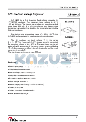 ILE4260S-2 datasheet - 5-V Low-Drop Voltage Regulator