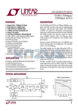 LTC2230CUP datasheet - 10-Bit,170Msps/135Msps ADCs