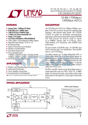 LTC2231 datasheet - Electrical Specifications Subject to Change