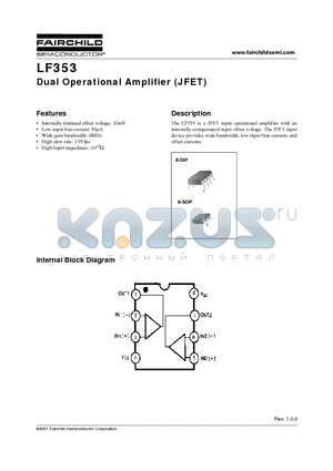 LF353N datasheet - Dual Operational Amplifier (JFET)