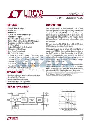 LTC2240IUP-12-TRPBF datasheet - 12-Bit, 170Msps ADC