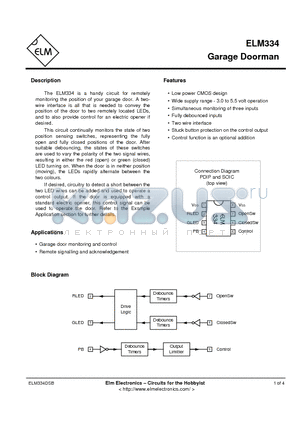 ELM334 datasheet - GARAGE DOORMAN