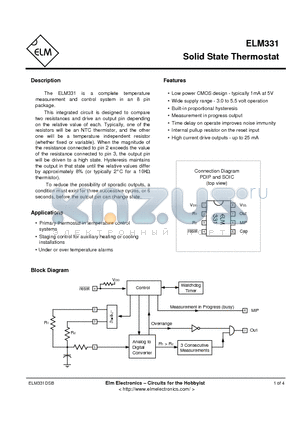 ELM331SM datasheet - Solid State Thermostat