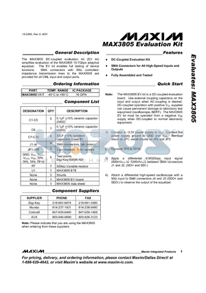 MAX3805EVKIT datasheet - Evaluation Kit