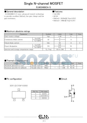 ELM33408CA-S datasheet - Single N-channel MOSFET