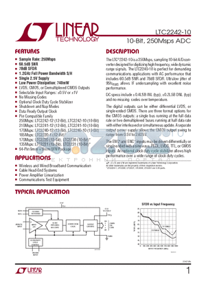 LTC2242IUP-10-PBF datasheet - 10-Bit, 250Msps ADC