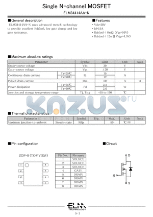 ELM34414AA-S datasheet - Single N-channel MOSFET