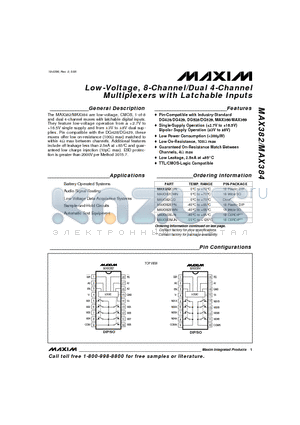 MAX384C/D datasheet - Low-Voltage, 8-Channel/Dual 4-Channel Multiplexers with Latchable Inputs