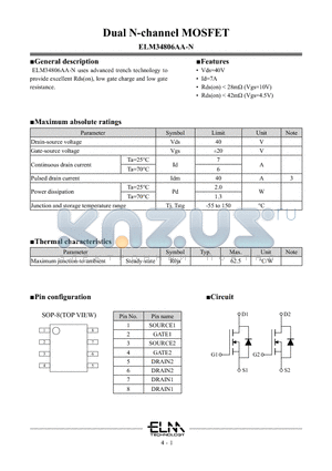 ELM34806AA-N datasheet - Dual N-channel MOSFET