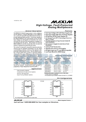 MAX379C/D datasheet - High-Voltage, Fault-Protected Analog Multiplexers