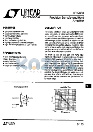 LF398S8 datasheet - Precision Sample and Hold Amplifier