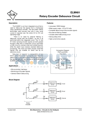 ELM401SM datasheet - Rotary Encoder Debounce Circuit