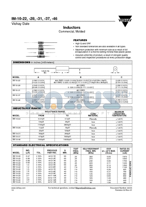 IM-10-22 datasheet - Inductors Commercial, Molded