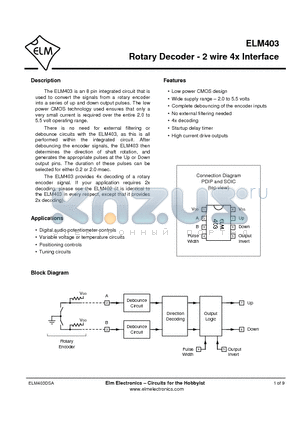 ELM403 datasheet - Rotary Decoder - 2 wire 4x Interface