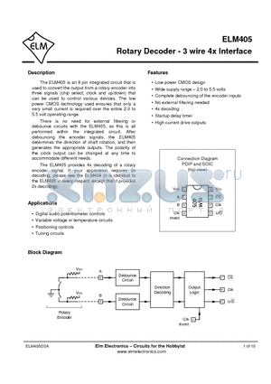 ELM405SM datasheet - Rotary Decoder - 3 wire 4x Interface