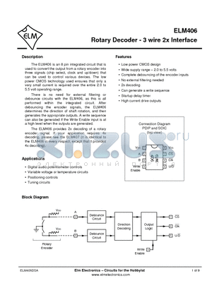 ELM406SM datasheet - Rotary Decoder - 3 wire 2x Interface