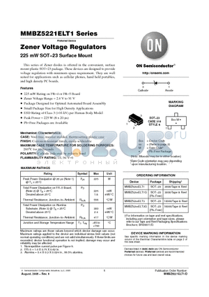 MMBZ5252ELT1 datasheet - Zener Voltage Regulators 225 mW SOT−23 Surface Mount