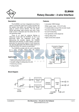 ELM408SM datasheet - Rotary Decoder - 2 wire Interface