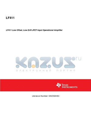 LF411CN datasheet - LF411 Low Offset, Low Drift JFET Input Operational Amplifier