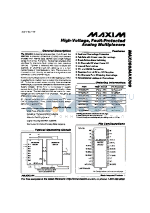 MAX388C/D datasheet - High-Voltage, Fault-Protected Analog Multiplexers
