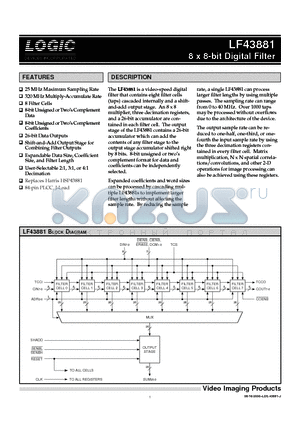 LF43881 datasheet - 8 x 8-bit Digital Filter