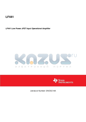 LF441CN datasheet - LF441 Low Power JFET Input Operational Amplifier